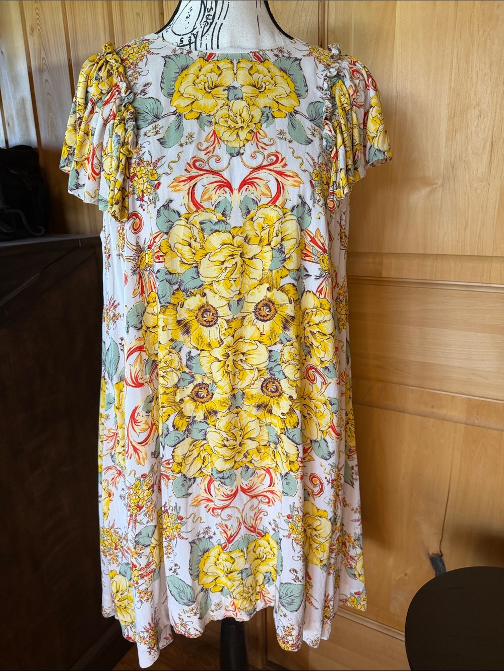 Free People Yellow Floral Mini Dress